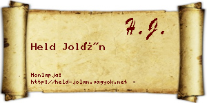 Held Jolán névjegykártya