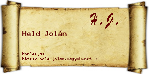 Held Jolán névjegykártya