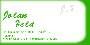 jolan held business card